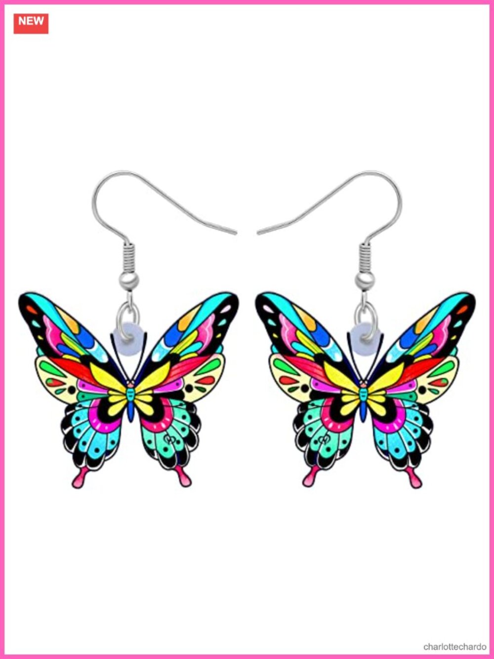 Acrylic Butterfly Drop Dangle Earrings Lightweight French Wire Women's Jewelry